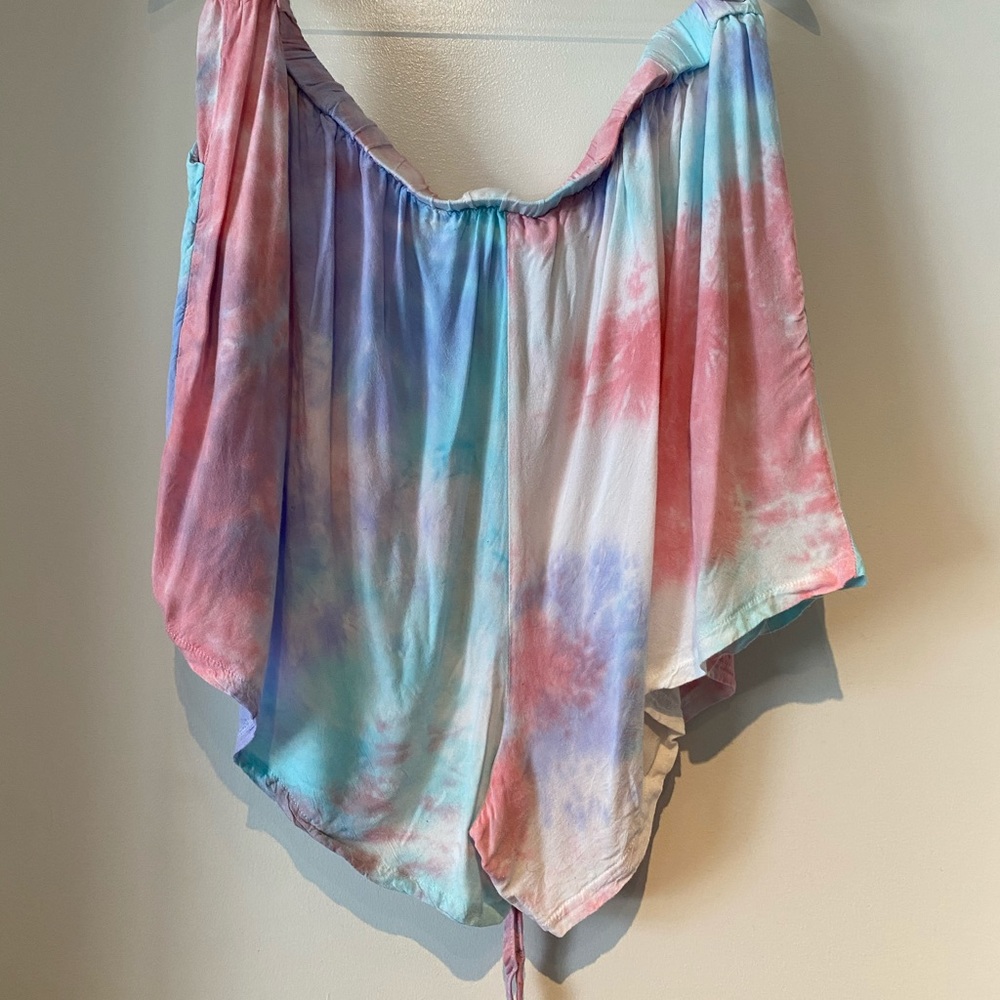 Plus Knot Front Tie Dye Shorts